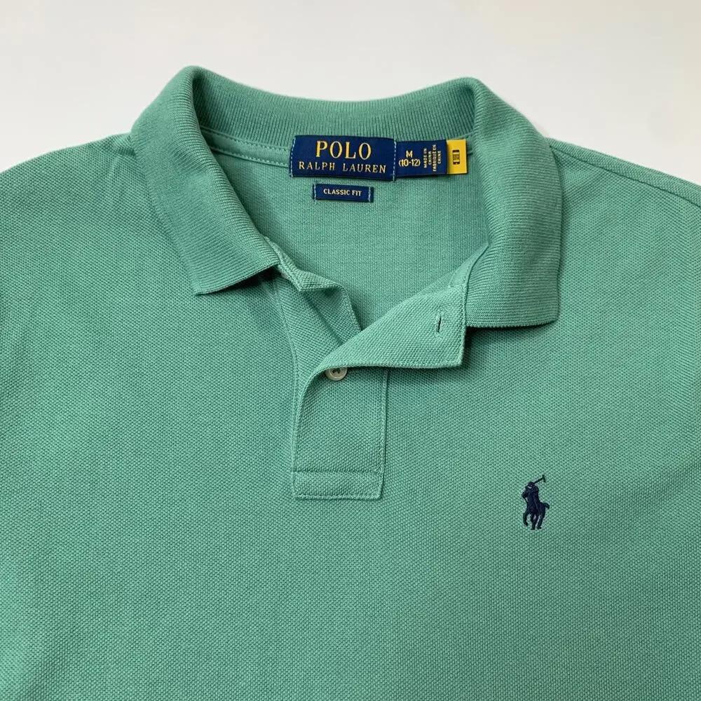 Polo Ralph Lauren Shirt Boys Youth M Medium Sage Classic Fit Droptail Hem